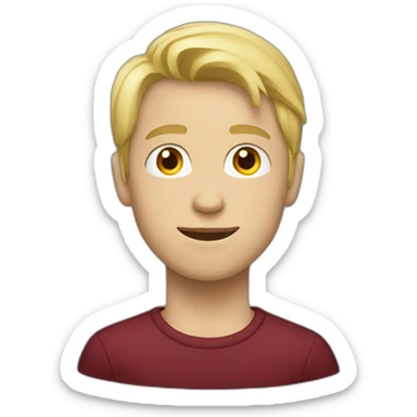 blond teenage boy with maroon shirt sticker