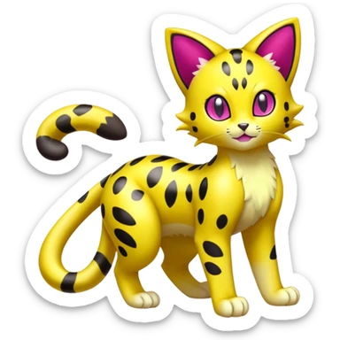 Shiny Colorful Liepard-Skitty-Delcatty-Pokémon-Fakémon-hybrid-creature (full body) sticker