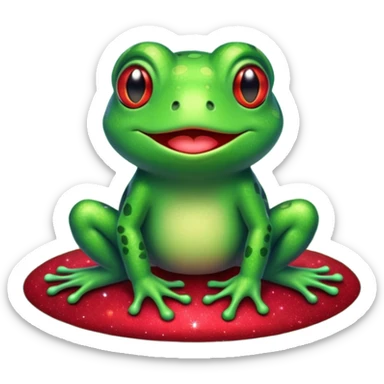 Frog Happy Cute Red Glitter Space sticker