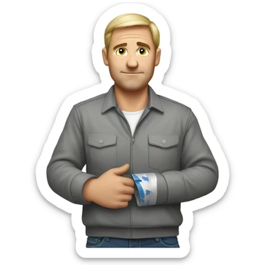 a russian bold man with some duct tape in his hand sticker