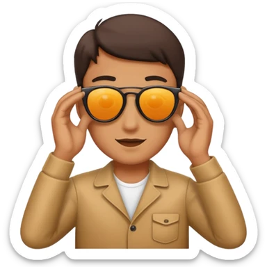 Confusing pulling sunglasses down sticker