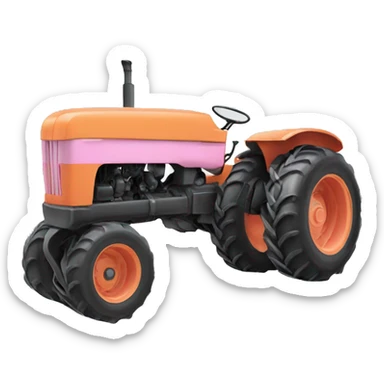 White, pink, orange farm tractor  sticker
