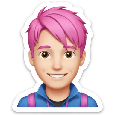 smiling male outdoors portrait with pink hair sticker
