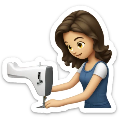 Brunette girl sewing  sticker