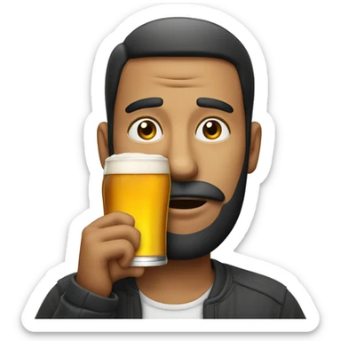 Man shushing someone while holding a beer sticker