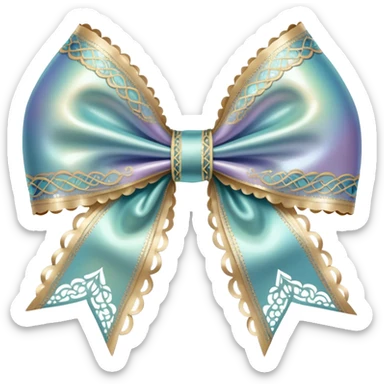 vintage rococo iridescent bow with lace and frills sticker