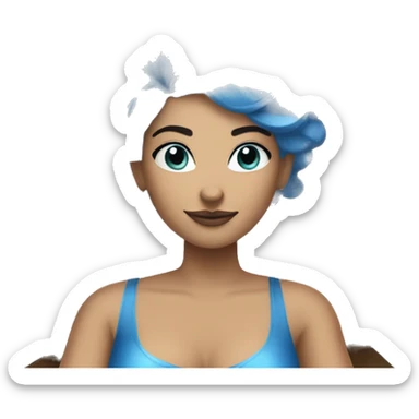 Someone with blue hair, blue nail polish, blue eyes and sits on a royal throne with a blue crown on her head and has a hairstyle sticker