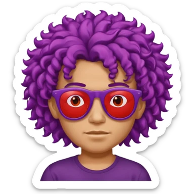 purple haired, curly big haired mexican boy with red sunglassess, vrey cool sticker