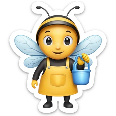 A bee in a cleaner's apron sticker