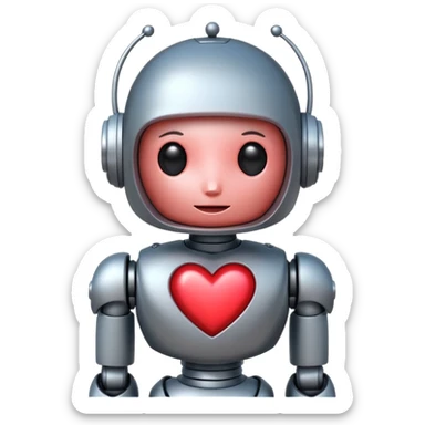 shy robot in love sticker