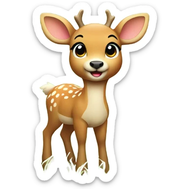 cute deer in a field  sticker