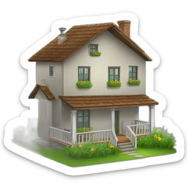 house with a balcony with grass sticker