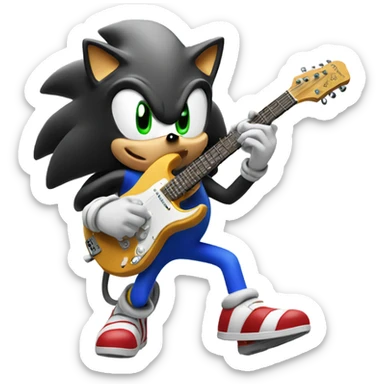 Sonic the hedgehog playing a guitar sticker
