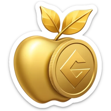 apple style emoji of a downward arrow and coin, alternate version, representing Senkende Kosten (lowering costs) sticker