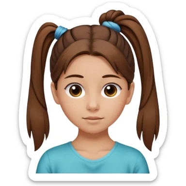 Normal skinned, tiny nosed, brown haired girl with Tying a ponytail sticker