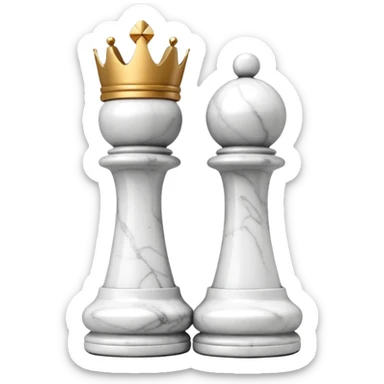 white plastic chess pieces, king, white, marble sticker