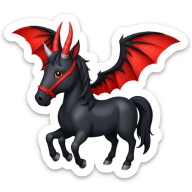 black horse with horns and red bat wings sticker