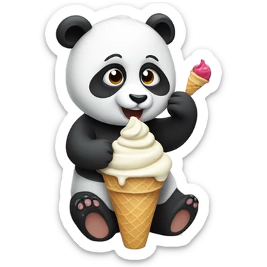 Panda eating ice cream sticker