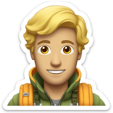 a man with a parachute sticker