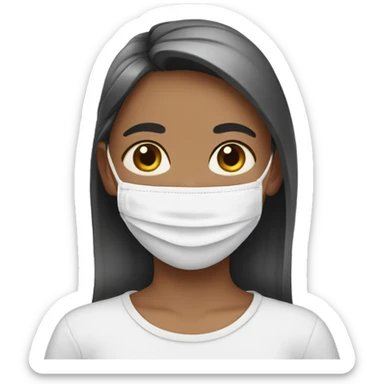 Girl wearing a. Face mask sticker