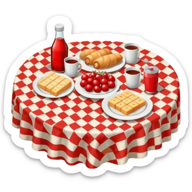 table of picnic, having tablecloth sticker