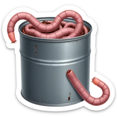 earthworms curled up inside a can of worms sticker