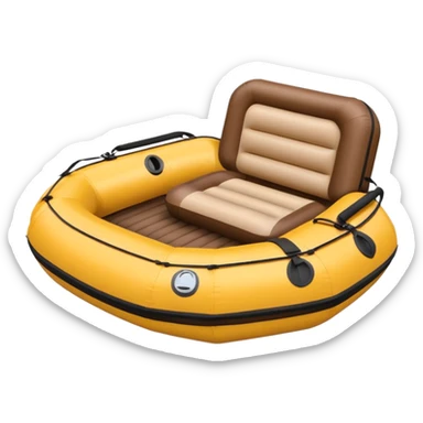 brown round shape inflatable boat with several black chairs around the perimeter sticker