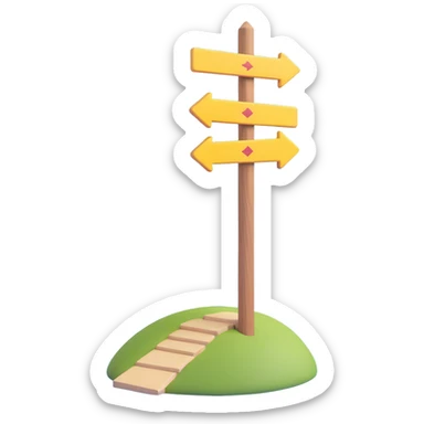 wooden post with yellow arrow sign pointing the way, Camino de Santiago sticker