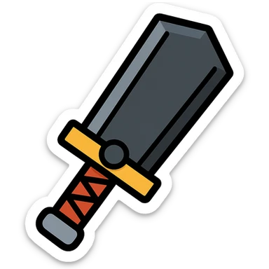 a massive, rugged sword reminiscent of Berserk, dark gritty look, fantasy icon sticker