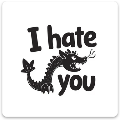 Angry dragon with the text "I hate you" sticker