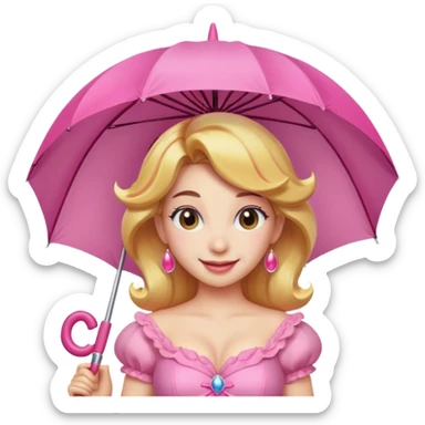 princess peach with a pink umbrella  sticker