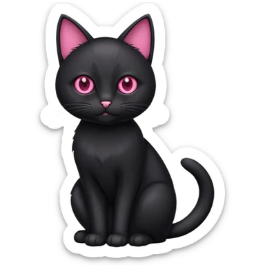Black cat with pink eyes sticker