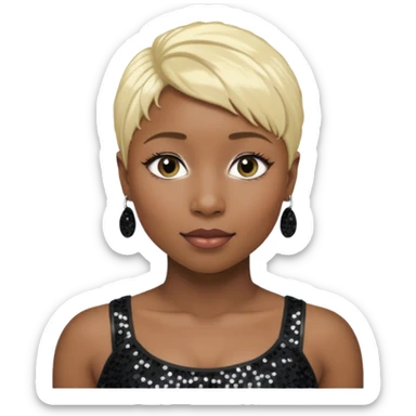 Cynthia Erivo with blonde hair, black sequin crop top sticker