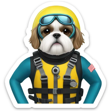 Shih tzu as scuba diver sticker
