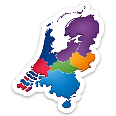Map outline of the Netherlands with distinctive shape showing provinces sticker