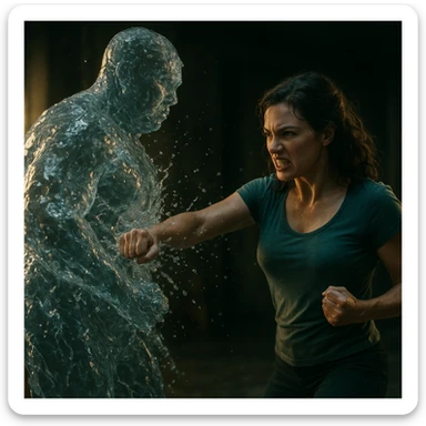 Donna che sta sconfiggendo la sua ritenzione idrica stile cinema sticker