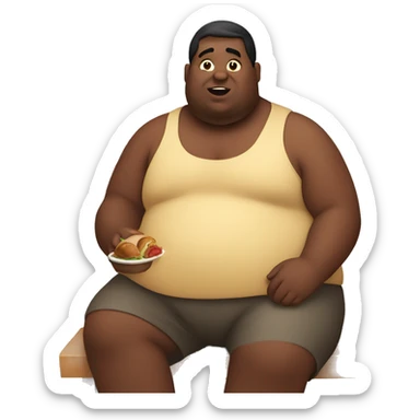 Fat person sitting down eating turkey  sticker