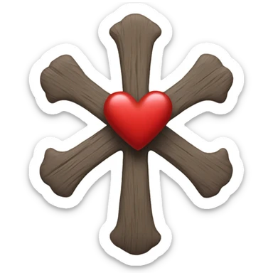Cross with heart sticker
