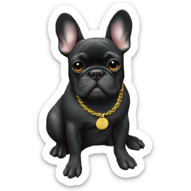 Black-and-tan French bulldog sitting on gold coins sticker