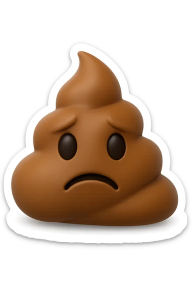 EMOJI STILE IPHONE 3D DI UNA MONTAGNETTA DI FECI A PALLINE CON ESPRESSIONE TRISTE, IPERREALISTICO 4K sticker