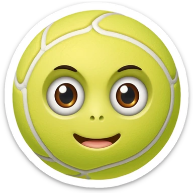 Tennis ball with eyes face legs and gyatt sticker