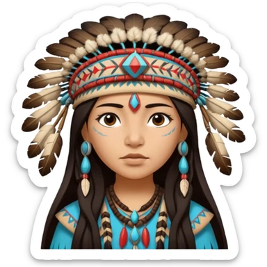 native american girl sticker