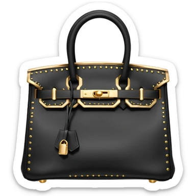 balck birkin with gold stitching bag sticker