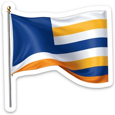 A flag whit darkblue, blue, white, yellow and orange and has 5 stripes white in the middle, blue in next to white left, yellow next to white right, orange next to yellow right, dark blue next to blue left sticker