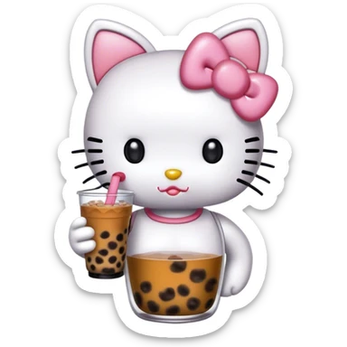 Hello kitty drinking boba sticker