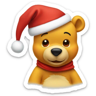 pooh bear in a santa hat sticker