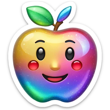 3D Apple-style emoji of scattered glitter, sparkling and shining in multiple colors. Rounded, glossy, smooth, soft shadows, white background.
 sticker
