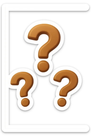 emoji 3d stile iphone di 3 punti interrogativi marroncini che fluttuano in aria sticker