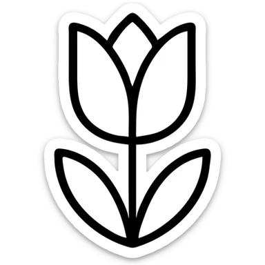 a stylized white tulip, outlined, clean and fresh sticker