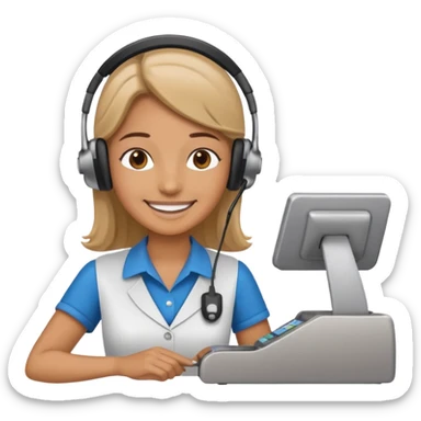 Cashier + headset + till sticker